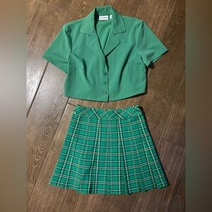 Aritzia Sunday Best Micro Olive Mini  Skirt Set- Green